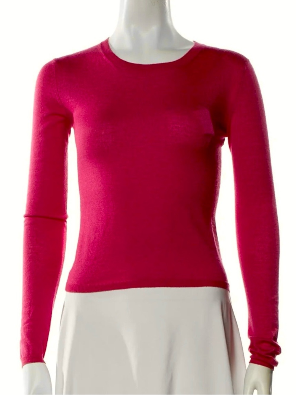 Miu Miu Cashmere Silk Lightweight Crewneck Long-Sleeve Sweater Raspberry Wine 36
